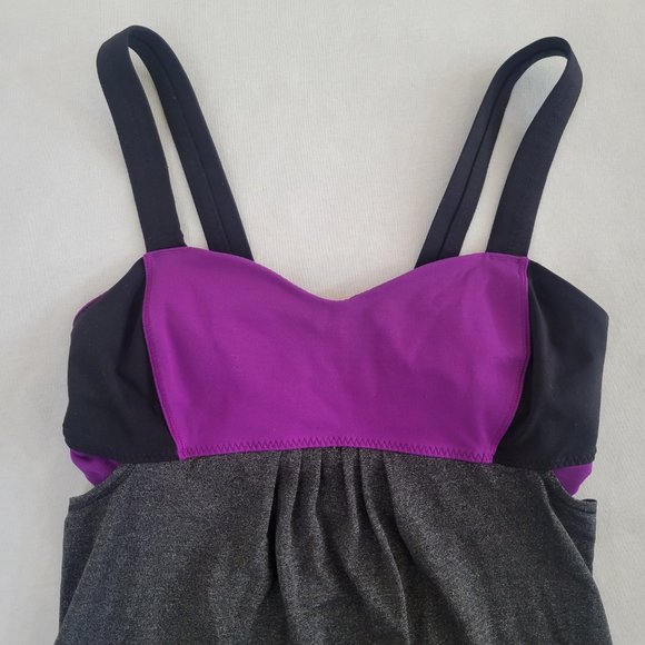 Lululemon Rest Less Tank Top Womens 6 Purple Gray Black BIB Wide Straps - Picture 5 of 12